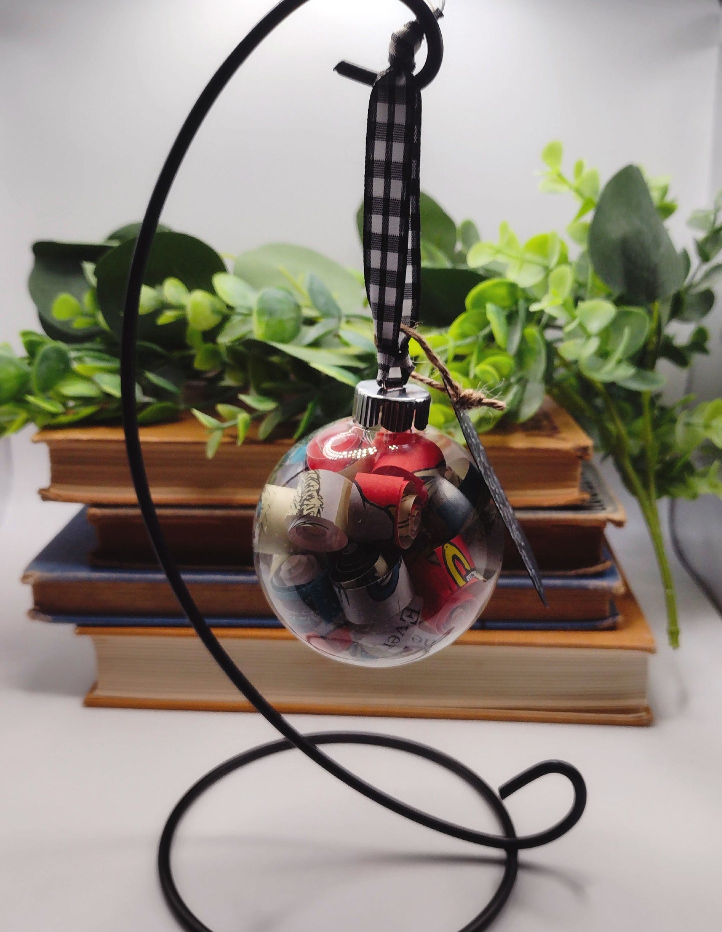 (Custom order )upcycled Book Page glass ornament image 2