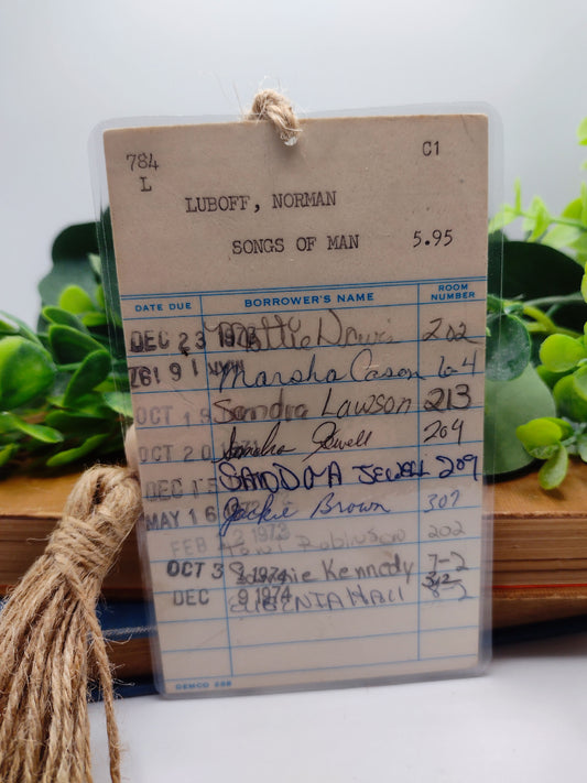 Vintage Laminated Library Card Bookmark 1970 image 0