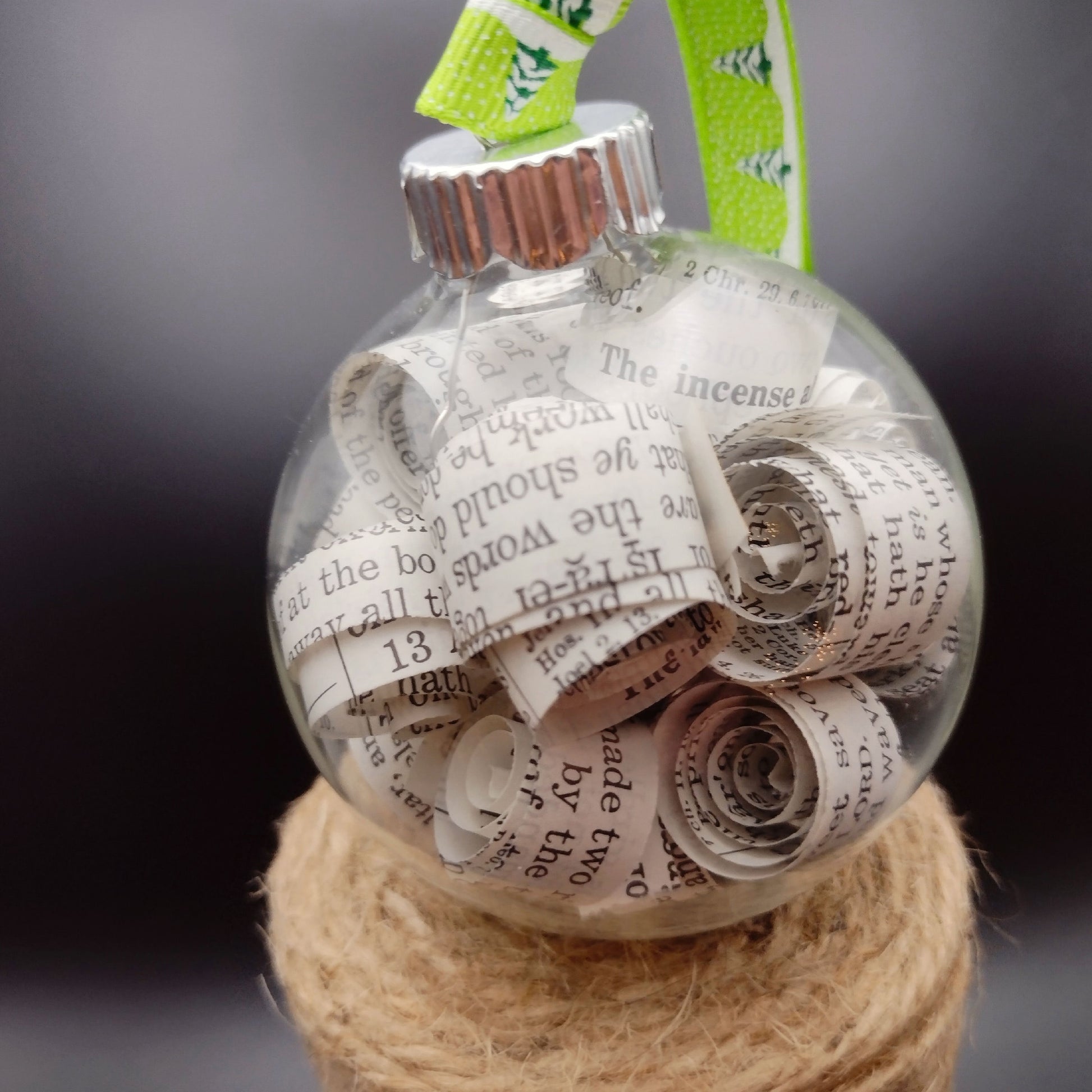  Vintage Bible upcycled book page ornament image 0