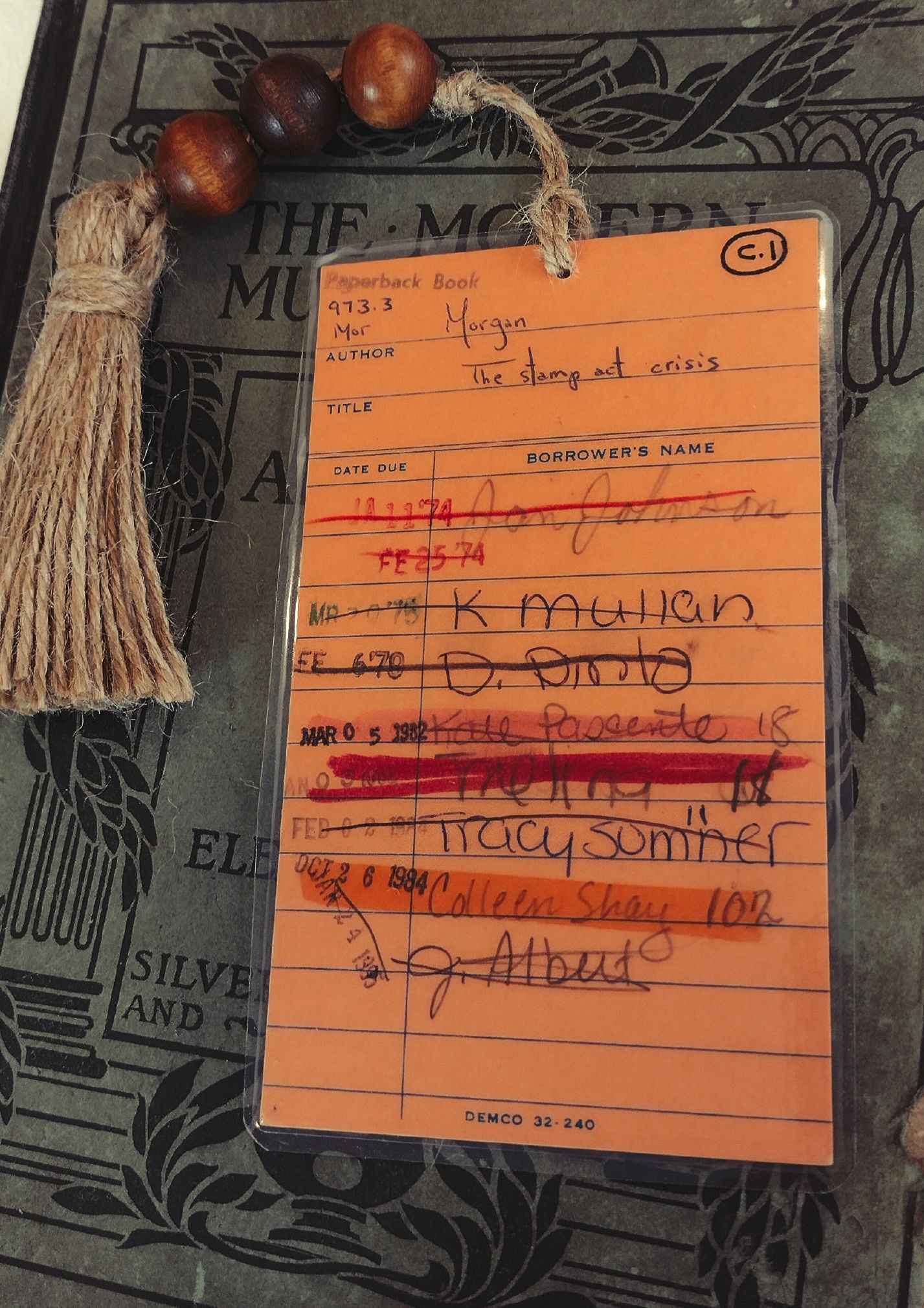 vintage laminated library card  bookmark 1974 image 0