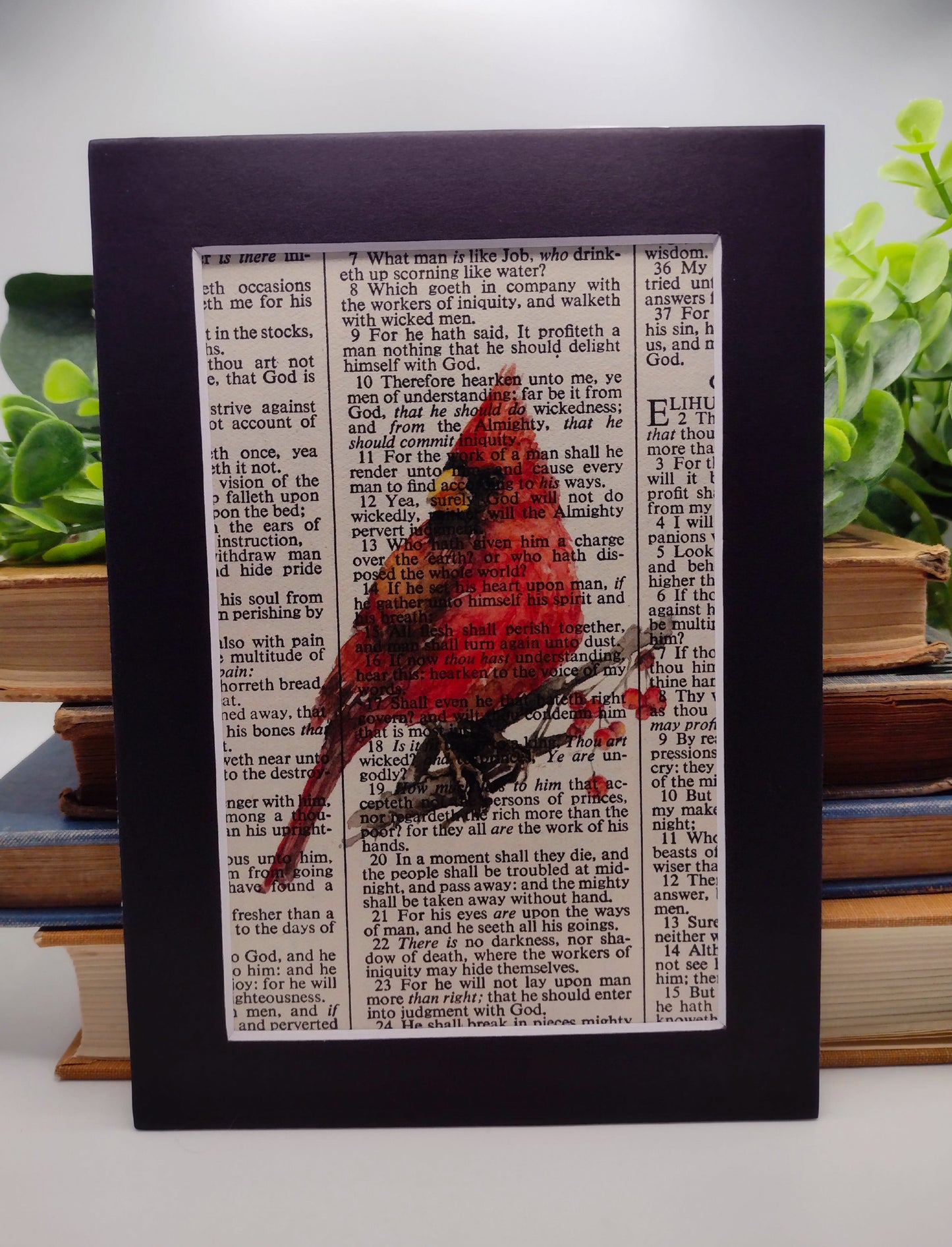 5" x 7" cardinal print on bible page image 0