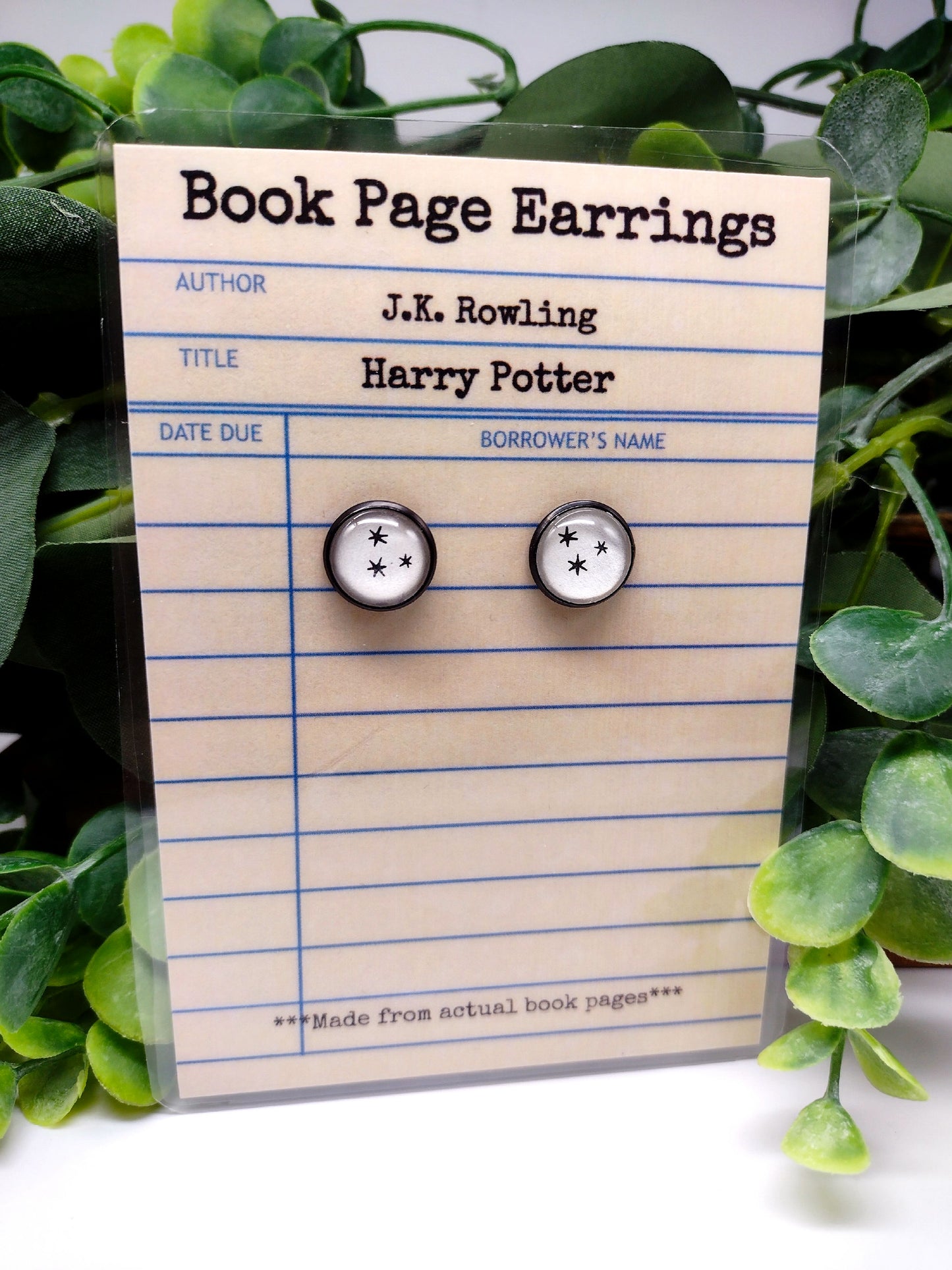 Harry Potter upcycled Book Page stud earrings image 0