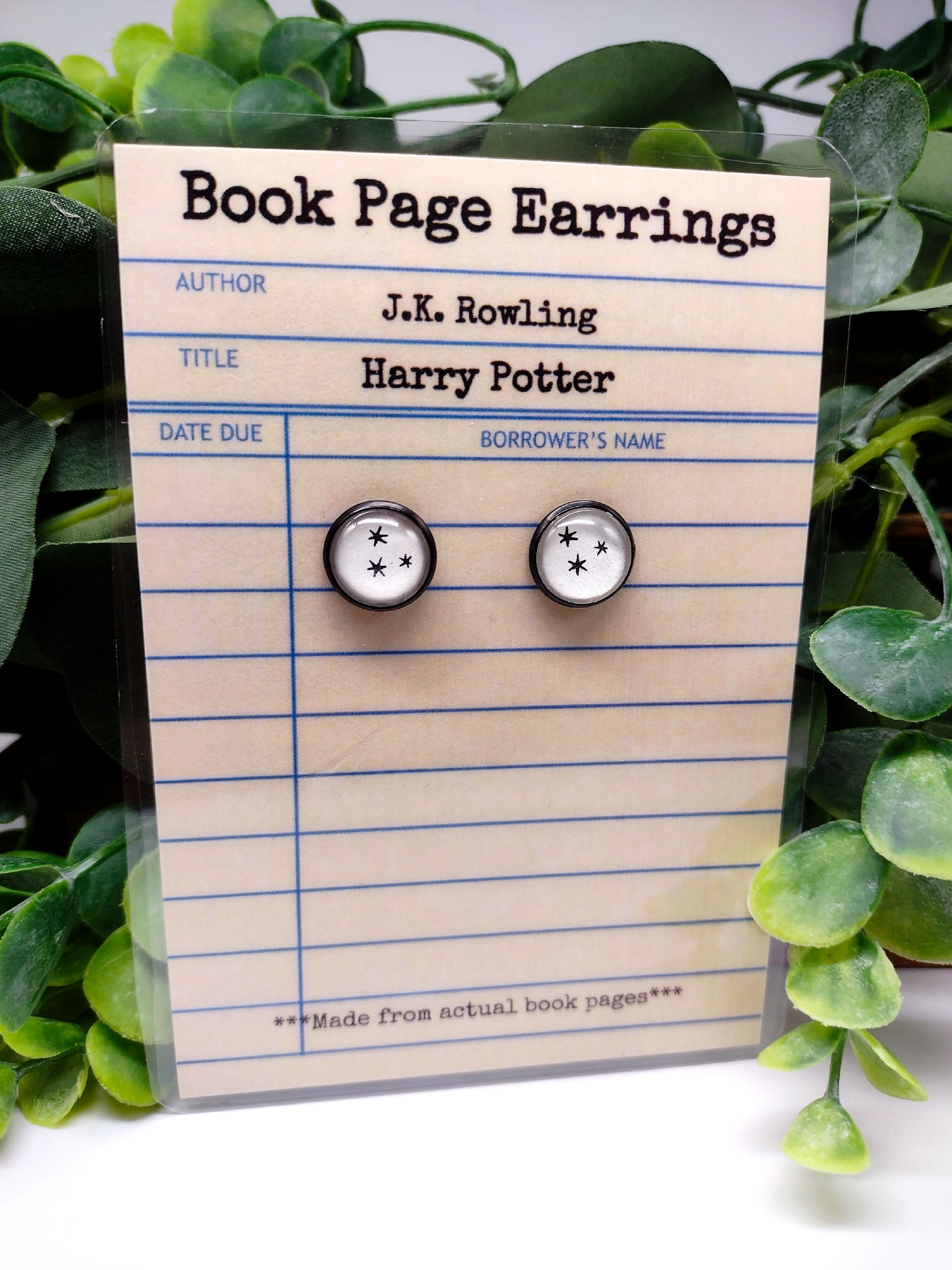 Harry Potter upcycled Book Page stud earrings image 0