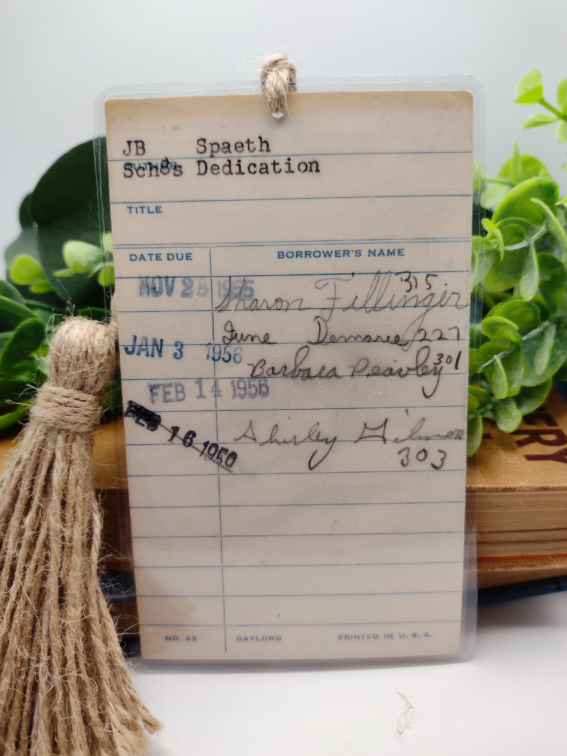 vintage laminated library card  bookmark 1955 image 0