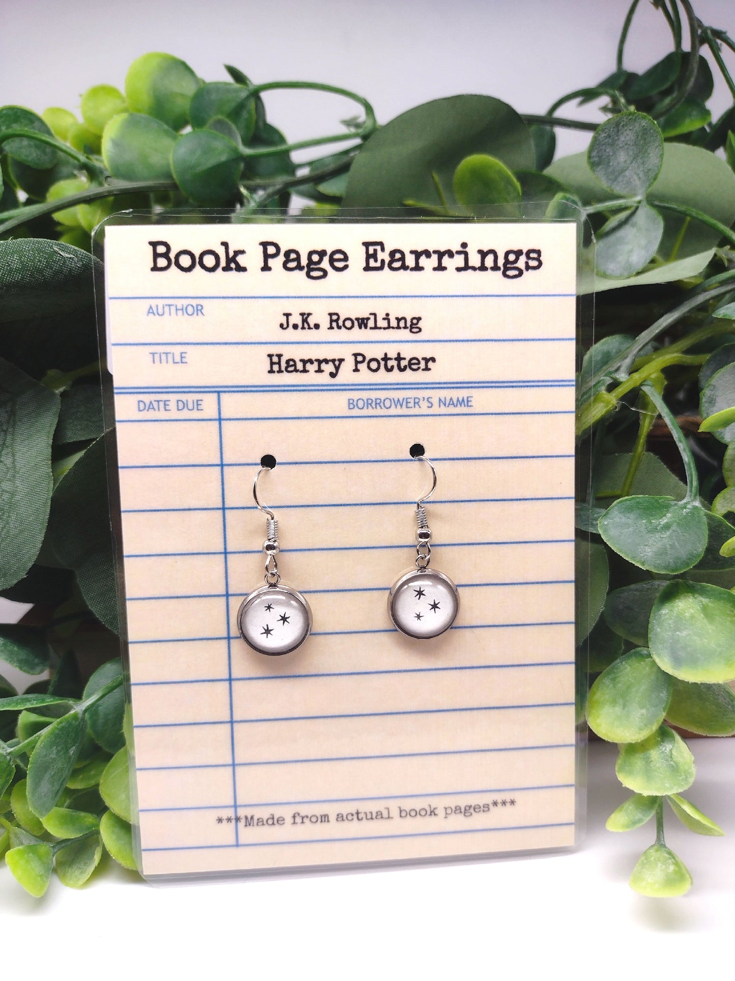 Harry Potter upcycled Book Page dangle earrings image 0