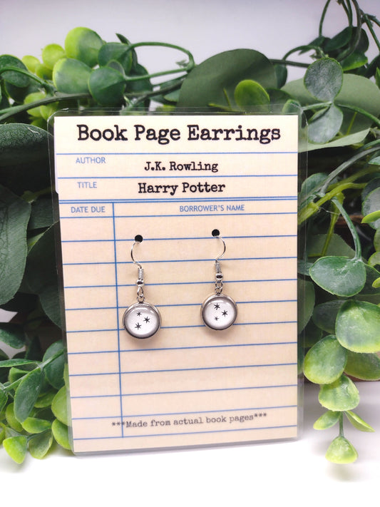 Harry Potter upcycled Book Page dangle earrings image 0