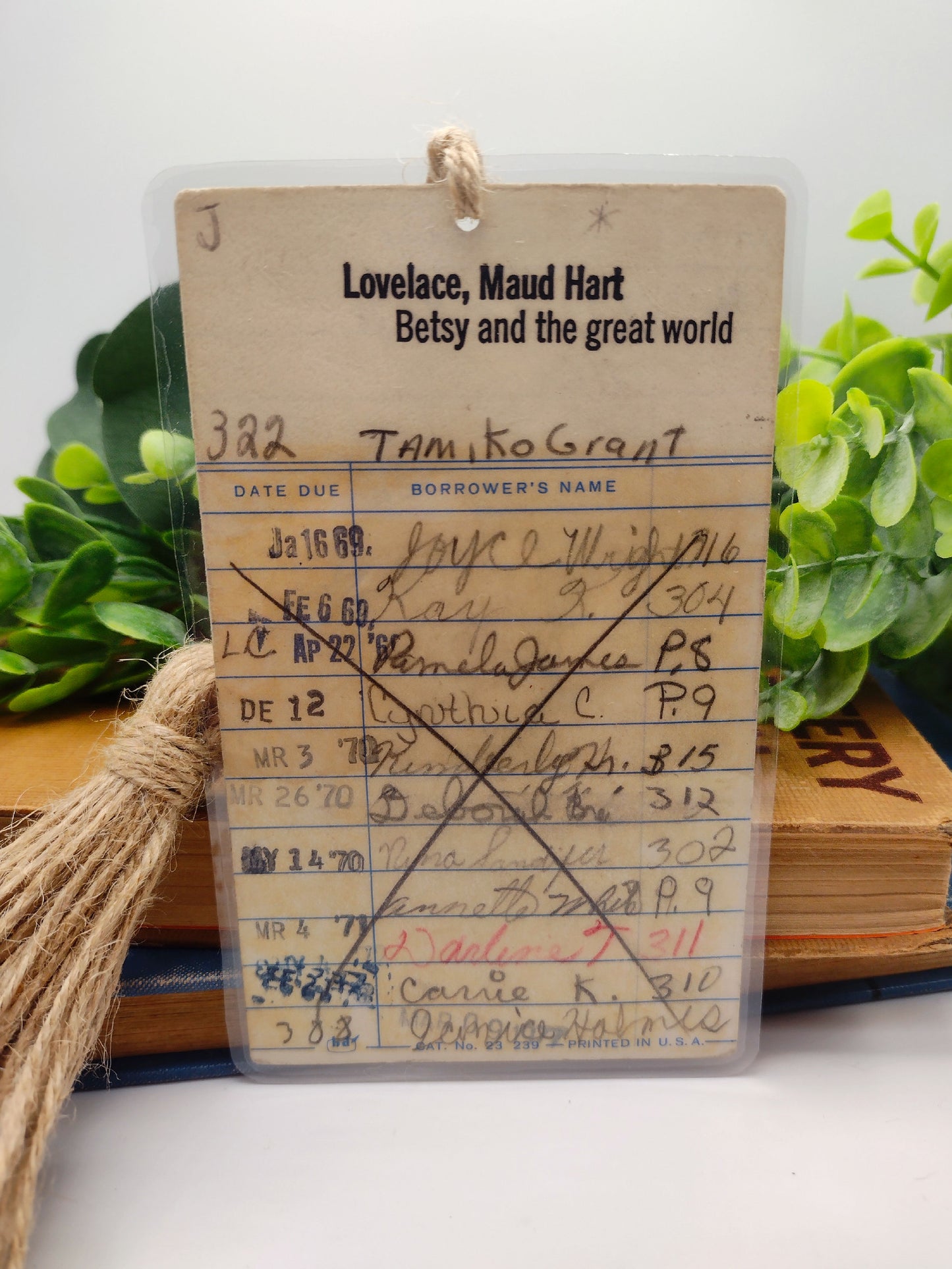 Vintage Laminated Library Card Bookmark 1969 image 0