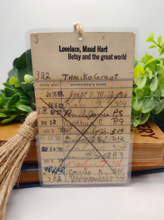 Vintage Laminated Library Card Bookmark 1969 image 0