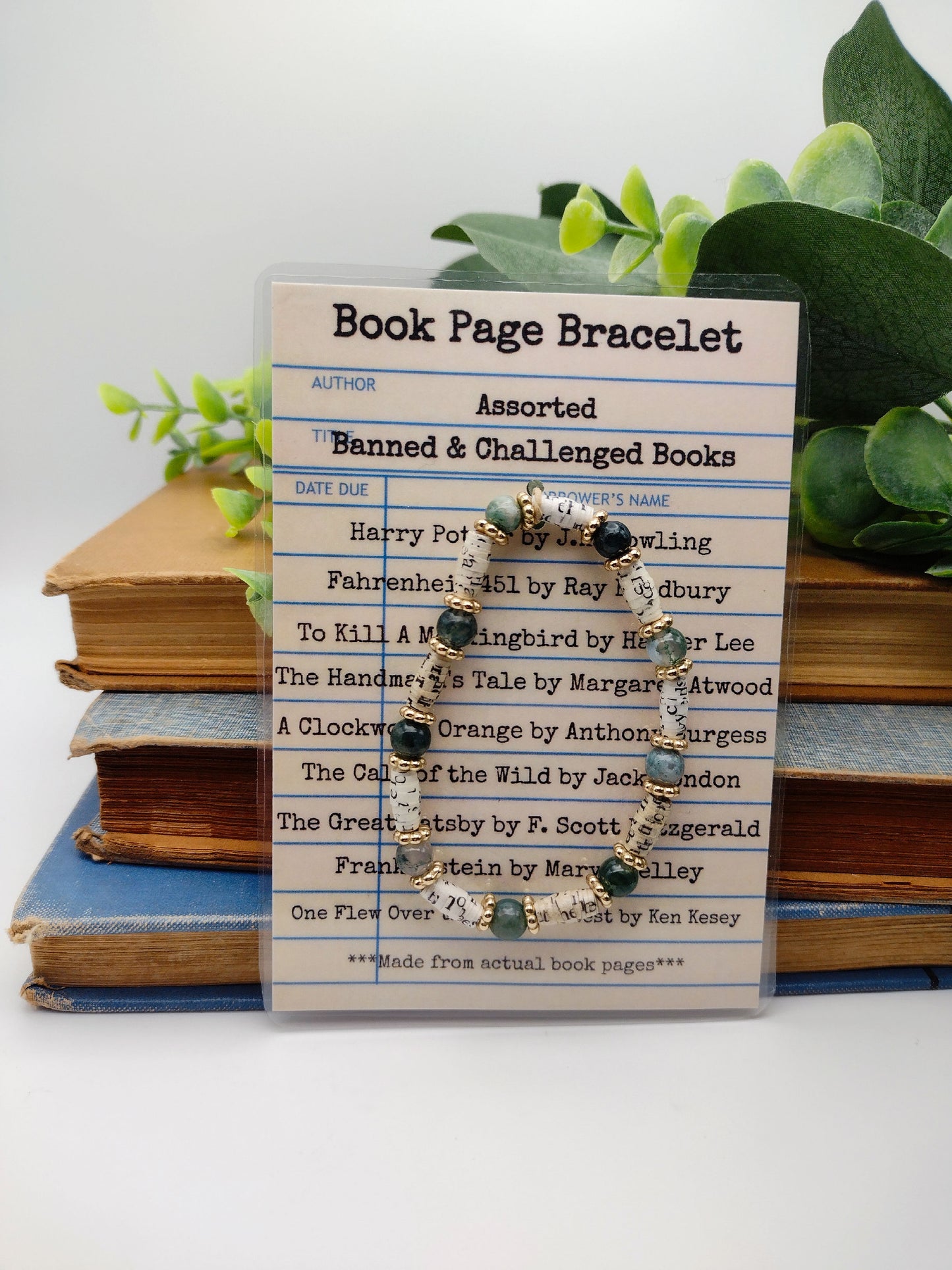 Banned  / Challenged books Upcycled Book Page Bracelet image 0