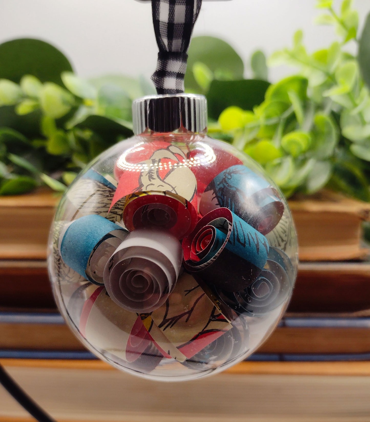 (Custom order )upcycled Book Page glass ornament  image 0