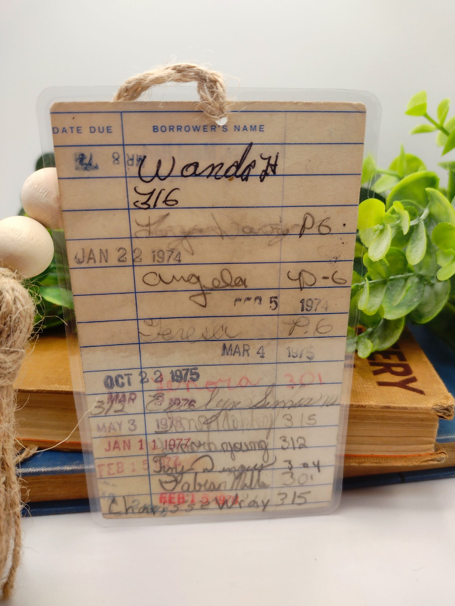 Vintage Laminated Library Card Bookmark 1969 image 1