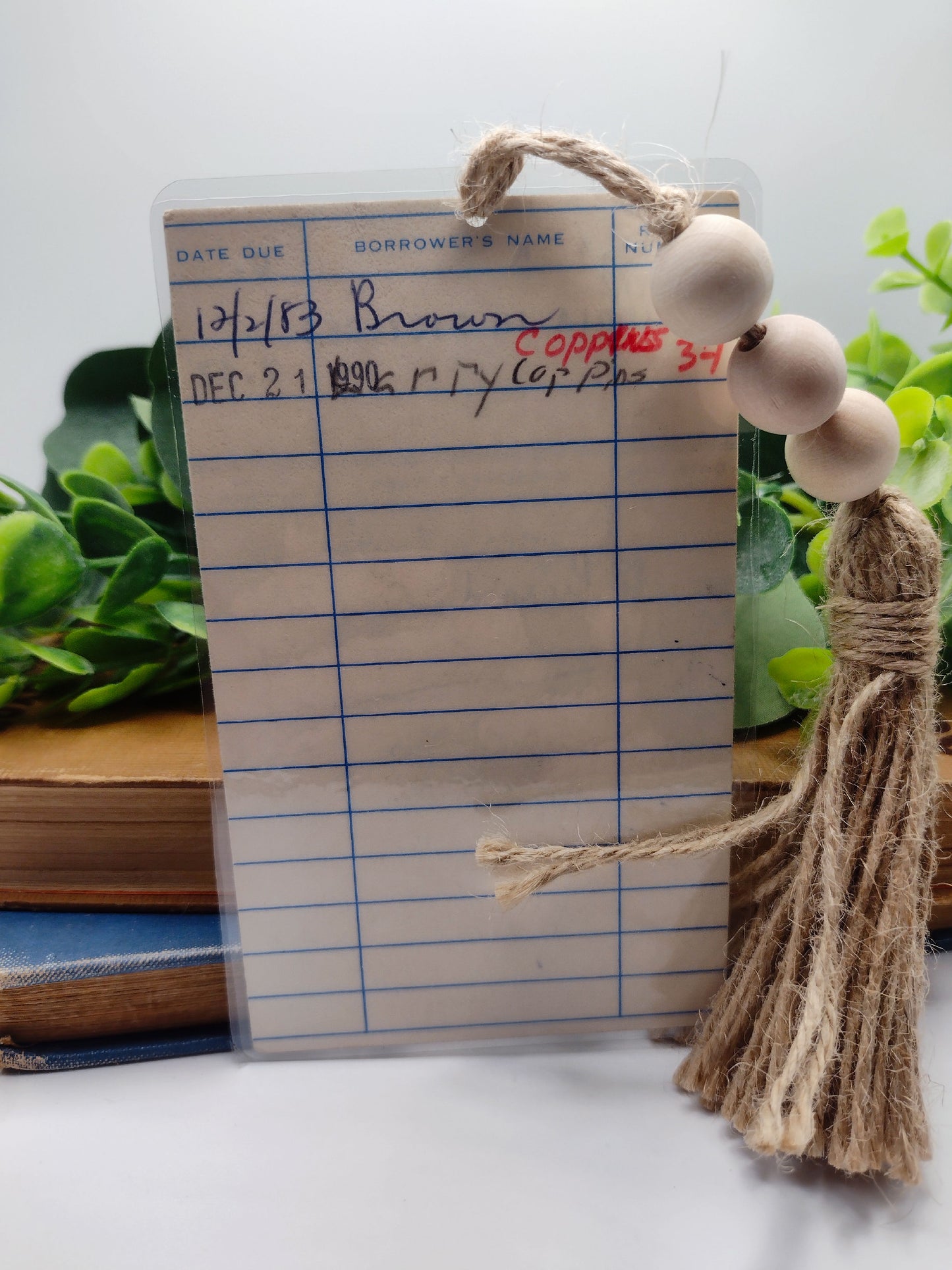 Vintage Laminated Library Card Bookmark 1963 image 1