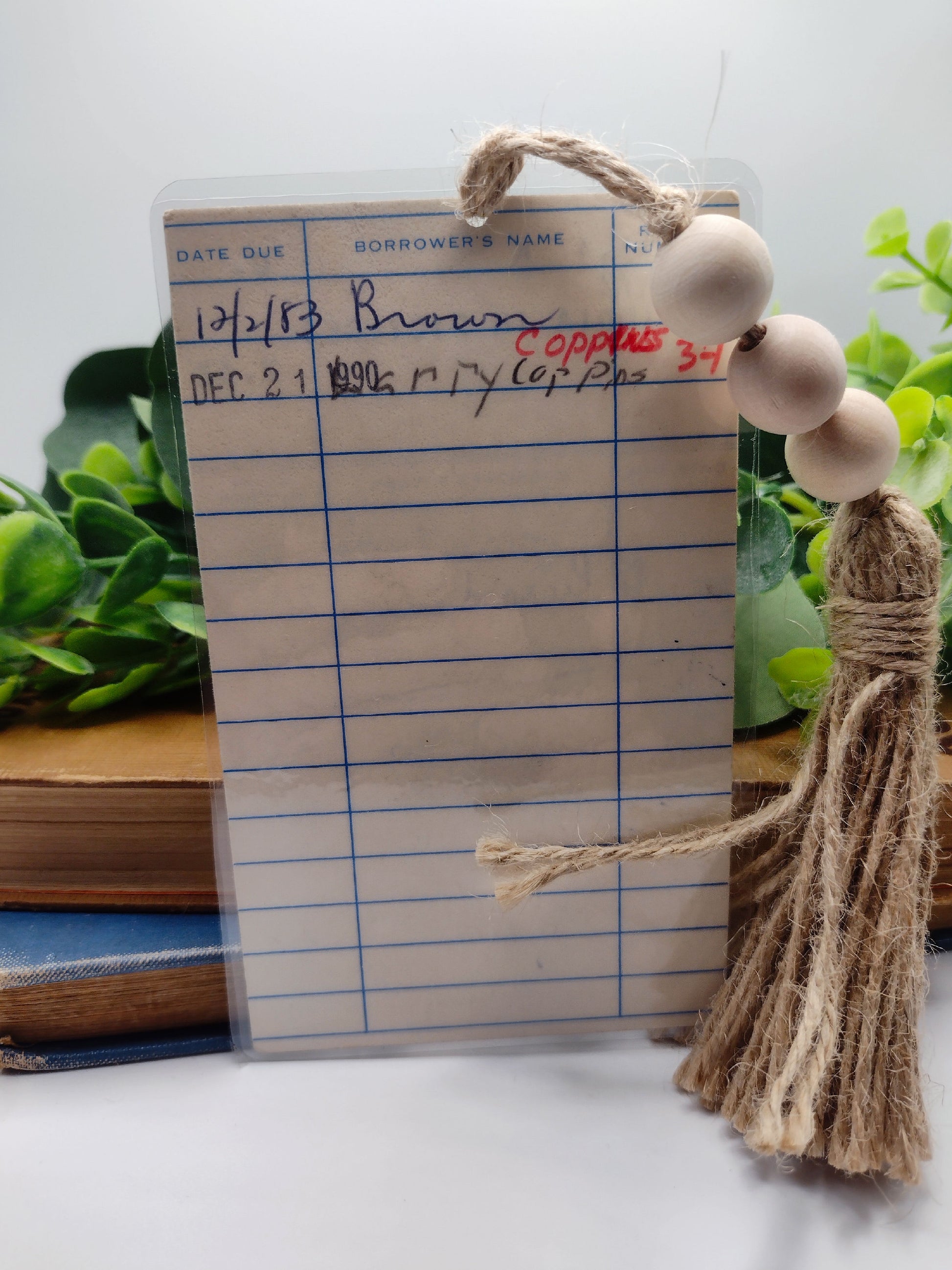 Vintage Laminated Library Card Bookmark 1963 image 1