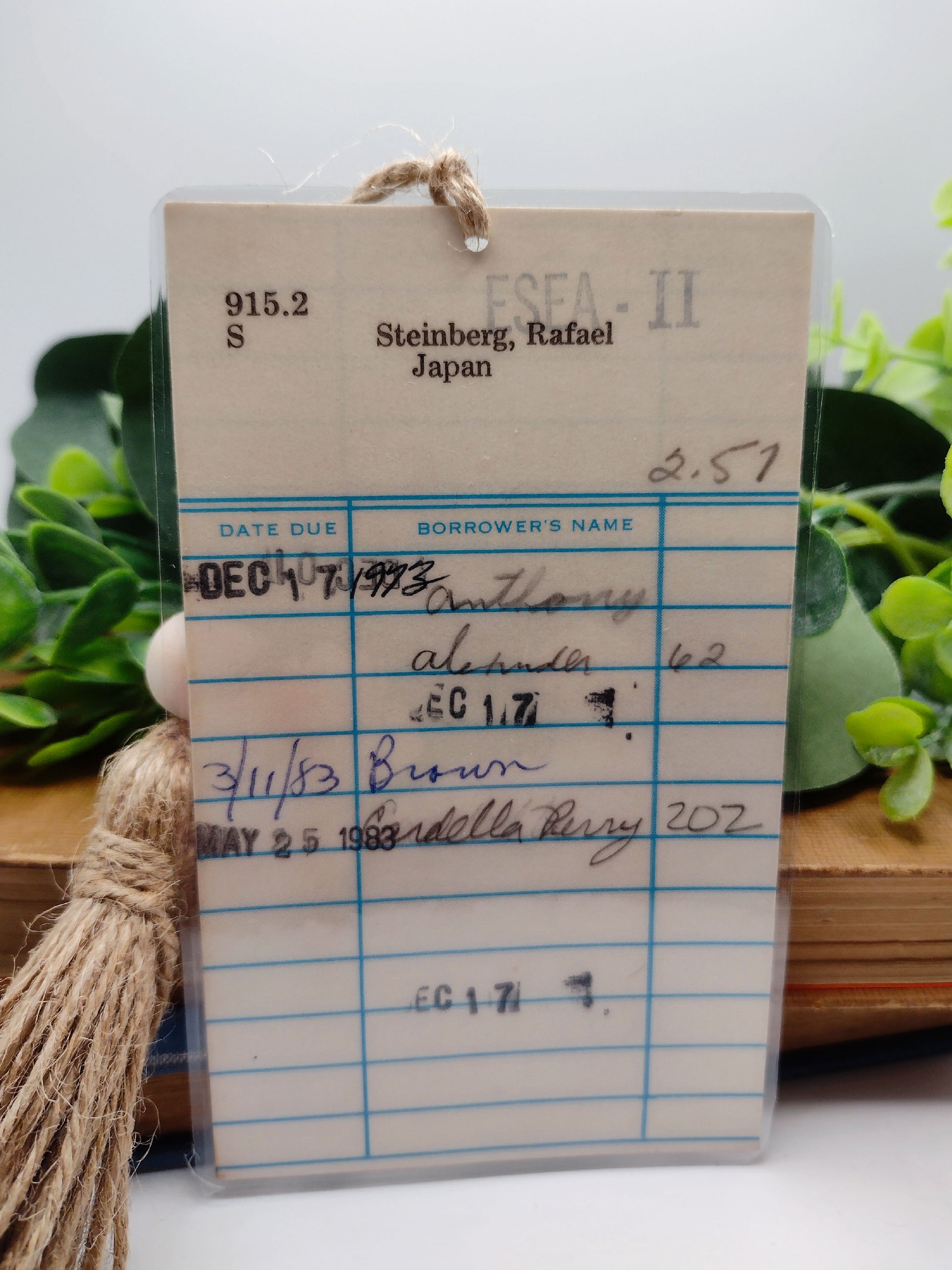 vintage laminated library card bookmark 1973 image 0