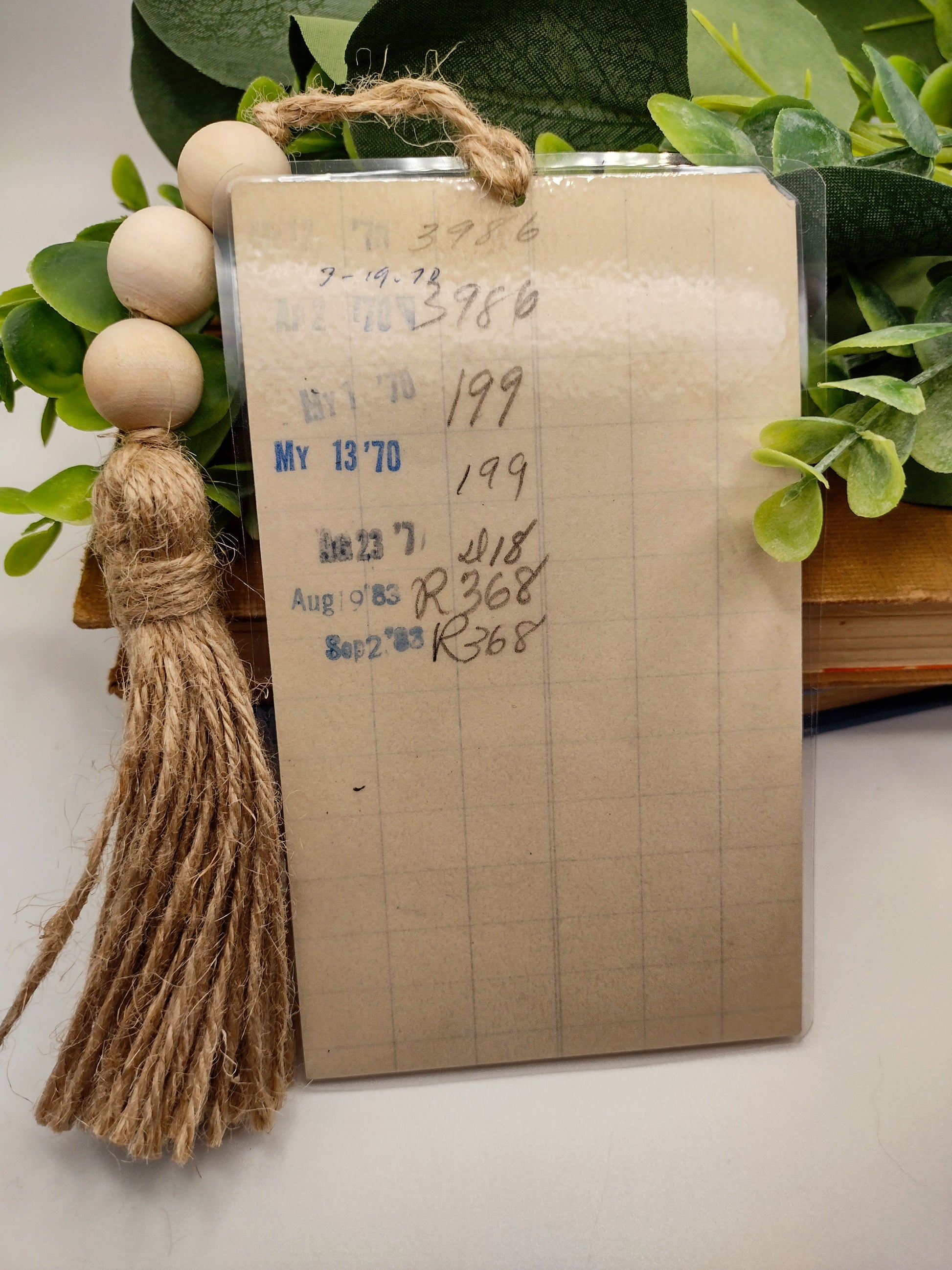 Vintage Laminated Library Card Bookmark 1952 image 1