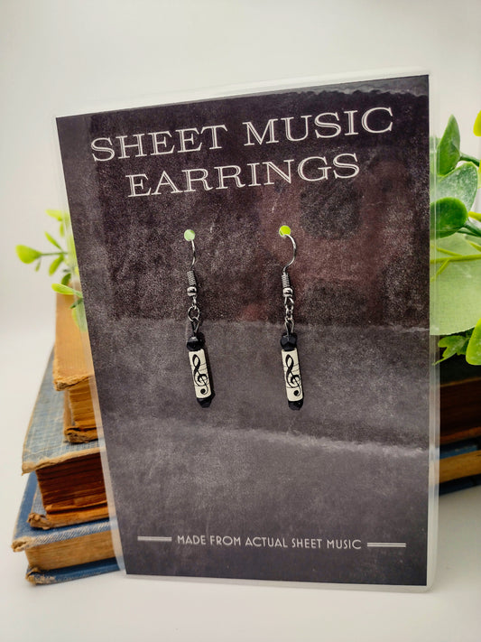 Sheet Music upcycled Book Page earrings image 0